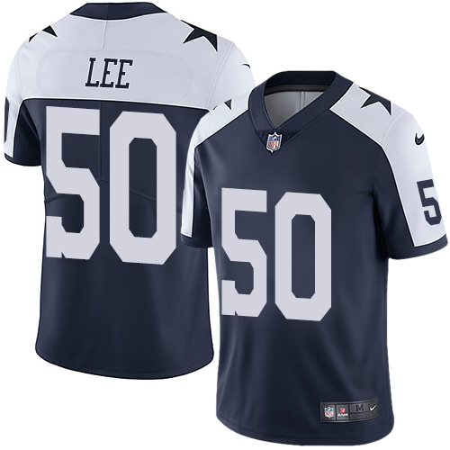 Nike Cowboys #50 Sean Lee Navy Blue Thanksgiving Men's Stitched NFL Vapor Untouchable Limited Throwback Jersey - Click Image to Close